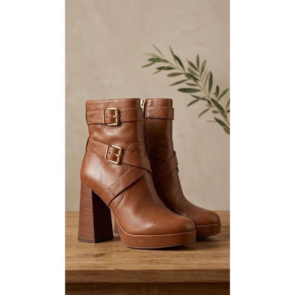 Vince Camuto Boots Leather Cognac brown Sz 9M / EU 40
